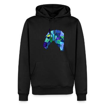 Pferdekopf in abstrakten Farben im polygonalen Stil - Männer Premium Bio Hoodie - Schwarz - Vorne - Nico (187cm)