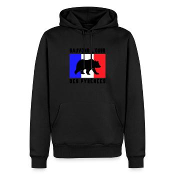 Sauver Ours des pyrénées - Sweat à capuche Premium bio Homme - noir - Devant - Nico (187cm)