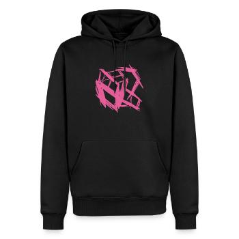 Art abstrait en rose (Purple Abstraction) - Sweat à capuche Premium bio Homme - noir - Devant - Nico (187cm)