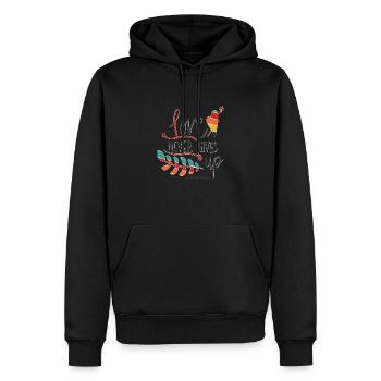 L’amour du design chrétien n’abandonne jamais 1 - Sweat à capuche Premium bio Homme - noir - Devant - Nico (187cm)