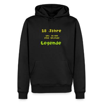 18 Jahre und schon eine lebende Legende - Männer Premium Bio Hoodie - Schwarz - Vorne - Nico (187cm)