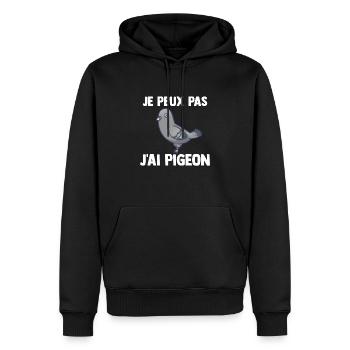 Je peux pas j'ai Pigeon - Sweat à capuche Premium bio Homme - noir - Devant - Nico (187cm)