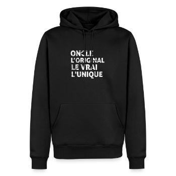 Oncle l'orginal Le Vrai L'unique - Sweat à capuche Premium bio Homme - noir - Devant - Nico (187cm)
