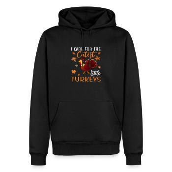 Je m’occupe des petites dindes les plus mignonnes - Sweat à capuche Premium bio Homme - noir - Devant - Nico (187cm)