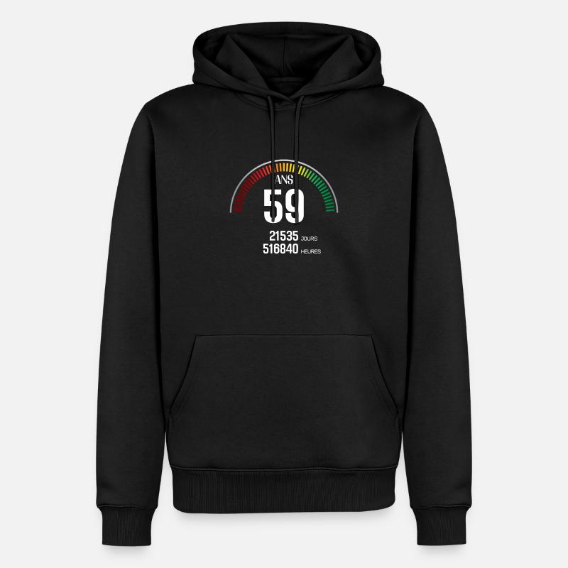 Anniversaire 59 ans Compteur - Sweat à capuche Premium bio Homme - noir
