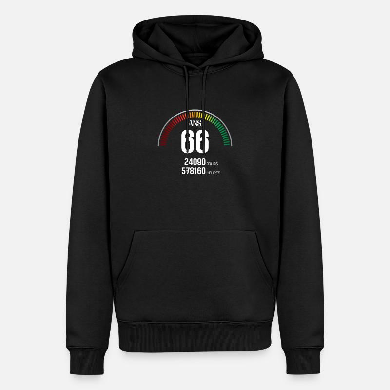 Anniversaire 66 ans Compteur - Sweat à capuche Premium bio Homme - noir