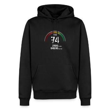 Anniversaire 74 ans Compteur - Sweat à capuche Premium bio Homme - noir - Devant - Nico (187cm)