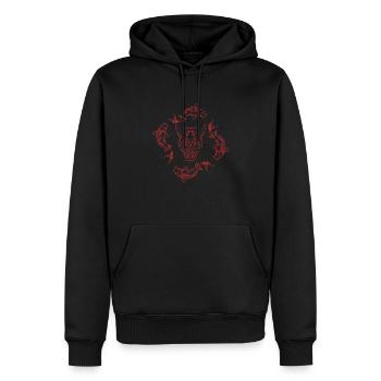 Sensei démon japonais entouré de carpes koï - Sweat à capuche Premium bio Homme - noir - Devant - Nico (187cm)