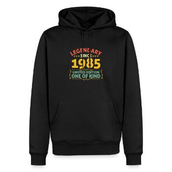 Légendaire depuis 1985 Edition Limitée - Sweat à capuche Premium bio Homme - noir - Devant - Nico (187cm)