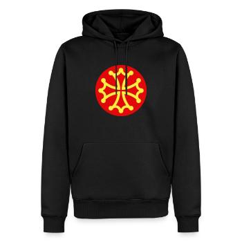 Hérault croix occitane - Sweat à capuche Premium bio Homme - noir - Devant - Nico (187cm)
