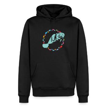 J’aime les lamantins - Sweat à capuche Premium bio Homme - noir - Devant - Nico (187cm)