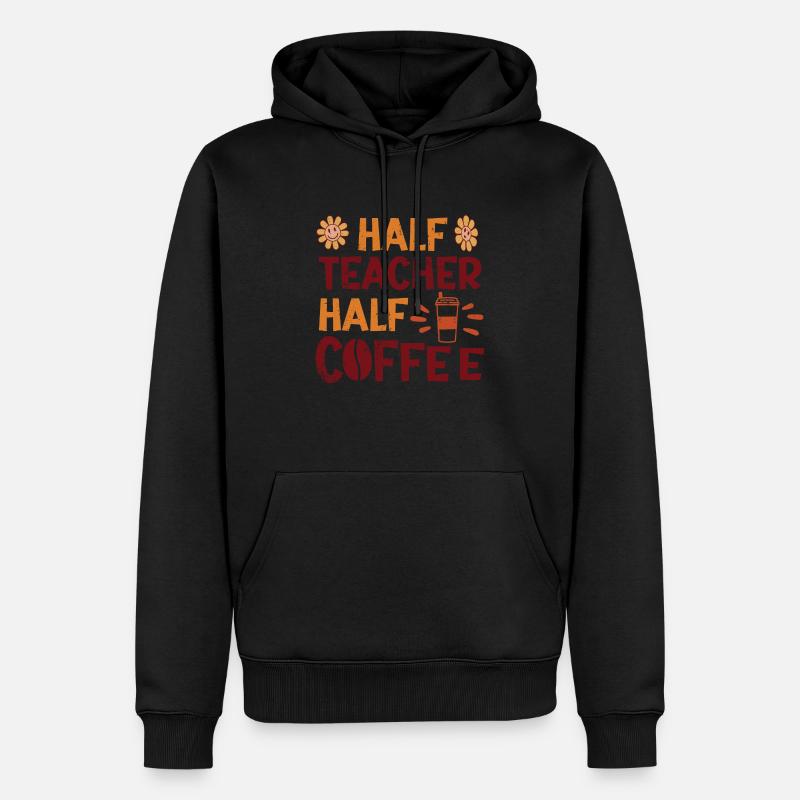 Moitié enseignant Moitié café - Sweat à capuche Premium bio Homme - noir