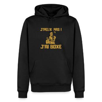 JPEUX PAS JAI BOXE THAI - Sweat à capuche Premium bio Homme - noir - Devant - Nico (187cm)