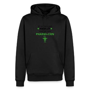 PHARMACIEN - Sweat à capuche Premium bio Homme - noir - Devant - Nico (187cm)