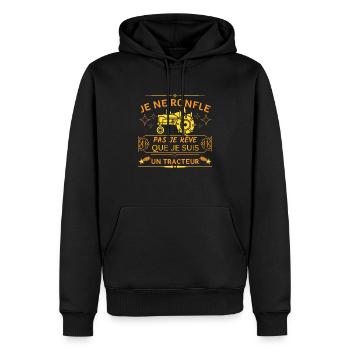 je ne ronfle pas je rêve que je suis un tracteur - Sweat à capuche Premium bio Homme - noir - Devant - Nico (187cm)