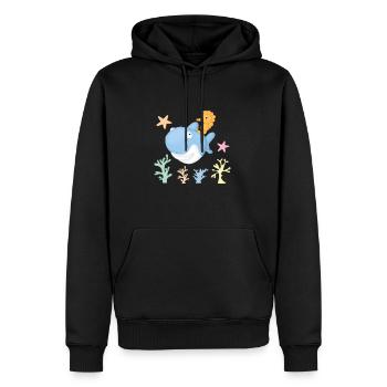 Requin hyppocampe - Sweat à capuche Premium bio Homme - noir - Devant - Nico (187cm)