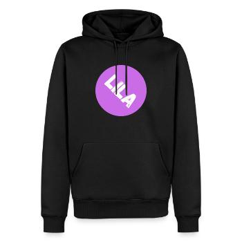 Lila - Setze ein Zeichen, für ein wenig Farbe! - Männer Premium Bio Hoodie - Schwarz - Vorne - Nico (187cm)
