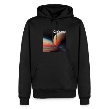 City shadow on Planet - Men’s Premium Organic Hoodie - black - Front - Nico (187cm)
