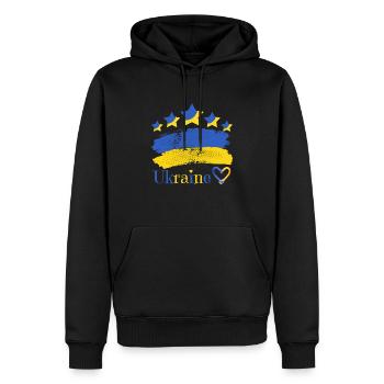 Ukraine - Männer Premium Bio Hoodie - Schwarz - Vorne - Nico (187cm)