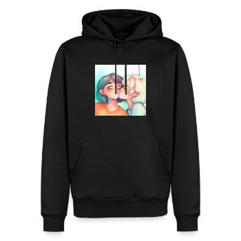 LGBT Queer Kuss 🌈🌈 - Männer Premium Bio Hoodie - Schwarz - Vorne - Nico (187cm)