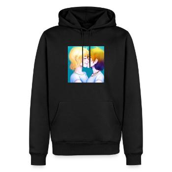 LGBT Queer Kuss 🌈🌈 - Männer Premium Bio Hoodie - Schwarz - Vorne - Nico (187cm)