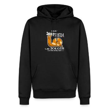 DAS IST FRIEDA WIR JOGGEN GEMEINSAM cooler Spruch - Männer Premium Bio Hoodie - Schwarz - Vorne - Nico (187cm)