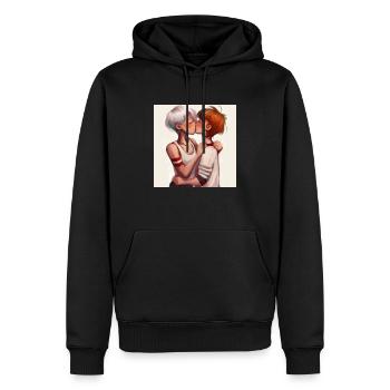 LGBT Queer Kuss 🌈🌈 - Männer Premium Bio Hoodie - Schwarz - Vorne - Nico (187cm)