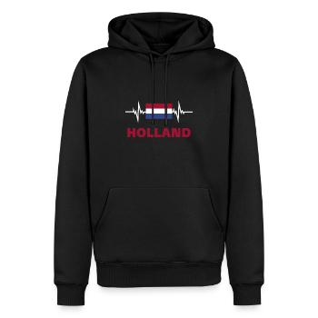 Pays-Bas Football 2022 Holland battement de cœur - Sweat à capuche Premium bio Homme - noir - Devant - Nico (187cm)