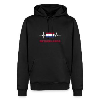 Pays-Bas Football 2022 Holland battement de cœur - Sweat à capuche Premium bio Homme - noir - Devant - Nico (187cm)
