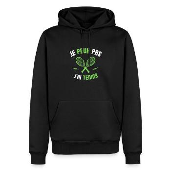 humour sur le tennis - je peux pas j'ai tennis - Sweat à capuche Premium bio Homme - noir - Devant - Nico (187cm)