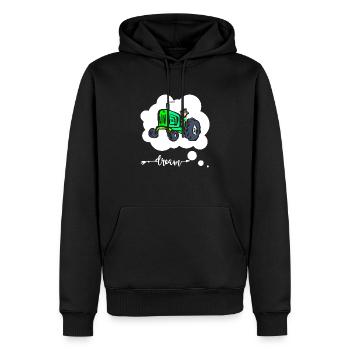 Tracteur - Bouclier routier - col - Sweat à capuche Premium bio Homme - noir - Devant - Nico (187cm)