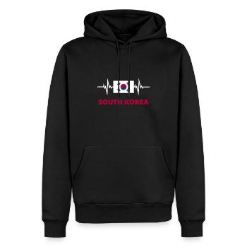 Corée du Sud Football 2022 Corée du Sud Heartbeat - Sweat à capuche Premium bio Homme - noir - Devant - Nico (187cm)