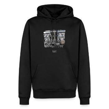 We find places that others have lost Motiv5 - Männer Premium Bio Hoodie - Schwarz - Vorne - Nico (187cm)