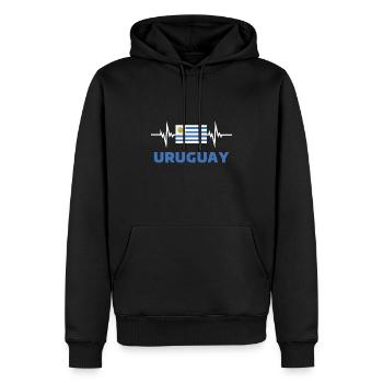 Uruguay Fußball 2022 Uruguay Herzschlag Fußball - Männer Premium Bio Hoodie - Schwarz - Vorne - Nico (187cm)