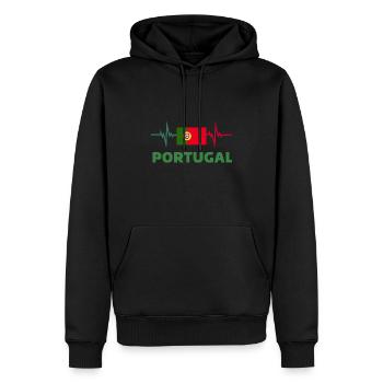 Portugal Football 2022 Heartbeat Portugal football - Sweat à capuche Premium bio Homme - noir - Devant - Nico (187cm)