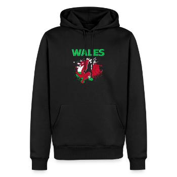 Wales Football 2022 supporters du pays de Galles - Felpa con cappuccio ecologica premium da uomo - nero - Fronte - Nico (187cm)