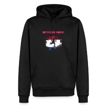 Pays-Bas Football 2022 supporter Netherlands foot - Sweat à capuche Premium bio Homme - noir - Devant - Nico (187cm)