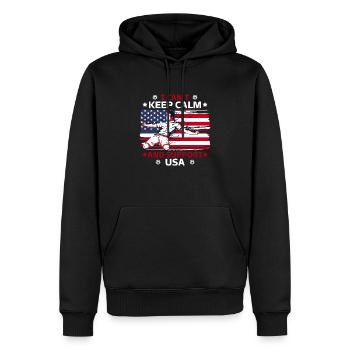 rester calme et soutenir les États-Unis - Sweat à capuche Premium bio Homme - noir - Devant - Nico (187cm)