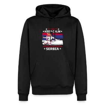 rester calme et soutenir la serbie - Sweat à capuche Premium bio Homme - noir - Devant - Nico (187cm)