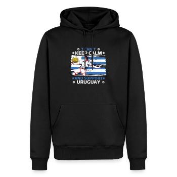Ruhe bewahren und Uruguay unterstützen - Männer Premium Bio Hoodie - Schwarz - Vorne - Nico (187cm)