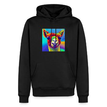 Buntes Lama - Männer Premium Bio Hoodie - Schwarz - Vorne - Nico (187cm)