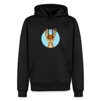 Weihnachtshirsch und eine Tasse Kakao - Männer Premium Bio Hoodie - Schwarz - Vorne - Nico (187cm)