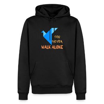 You never walk alone - Origami - Sweat à capuche Premium bio Homme - noir - Devant - Nico (187cm)