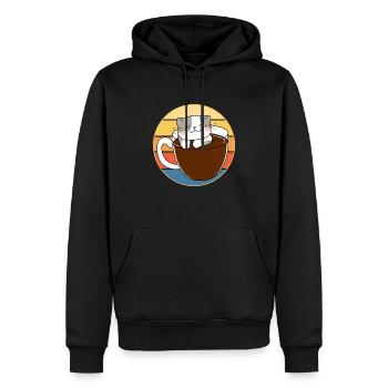 Drôle mignon Kawaii Cat Face Rétro Coucher de soleil - Sweat à capuche Premium bio Homme - noir - Devant - Nico (187cm)