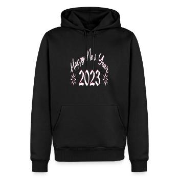 Happy New Year 2023 - Männer Premium Bio Hoodie - Schwarz - Vorne - Nico (187cm)