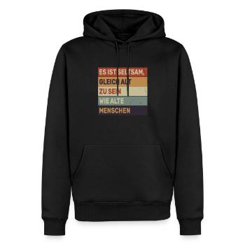 Gleich alt wie alte Menschen - Männer Premium Bio Hoodie - Schwarz - Vorne - Nico (187cm)