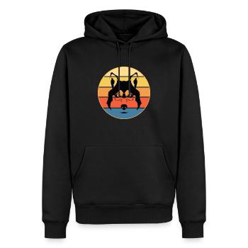 Drôle Kawaii Mignon Husky Dog Vintage Retro Sunset - Sweat à capuche Premium bio Homme - noir - Devant - Nico (187cm)