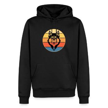 Drôle Kawaii Mignon Husky Dog Vintage Retro Sunset - Sweat à capuche Premium bio Homme - noir - Devant - Nico (187cm)