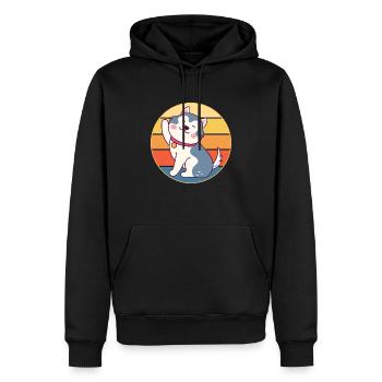 Drôle Kawaii Mignon Husky Dog Vintage Retro Sunset - Sweat à capuche Premium bio Homme - noir - Devant - Nico (187cm)