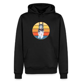 Drôle Kawaii Mignon Husky Dog Vintage Retro Sunset - Sweat à capuche Premium bio Homme - noir - Devant - Nico (187cm)